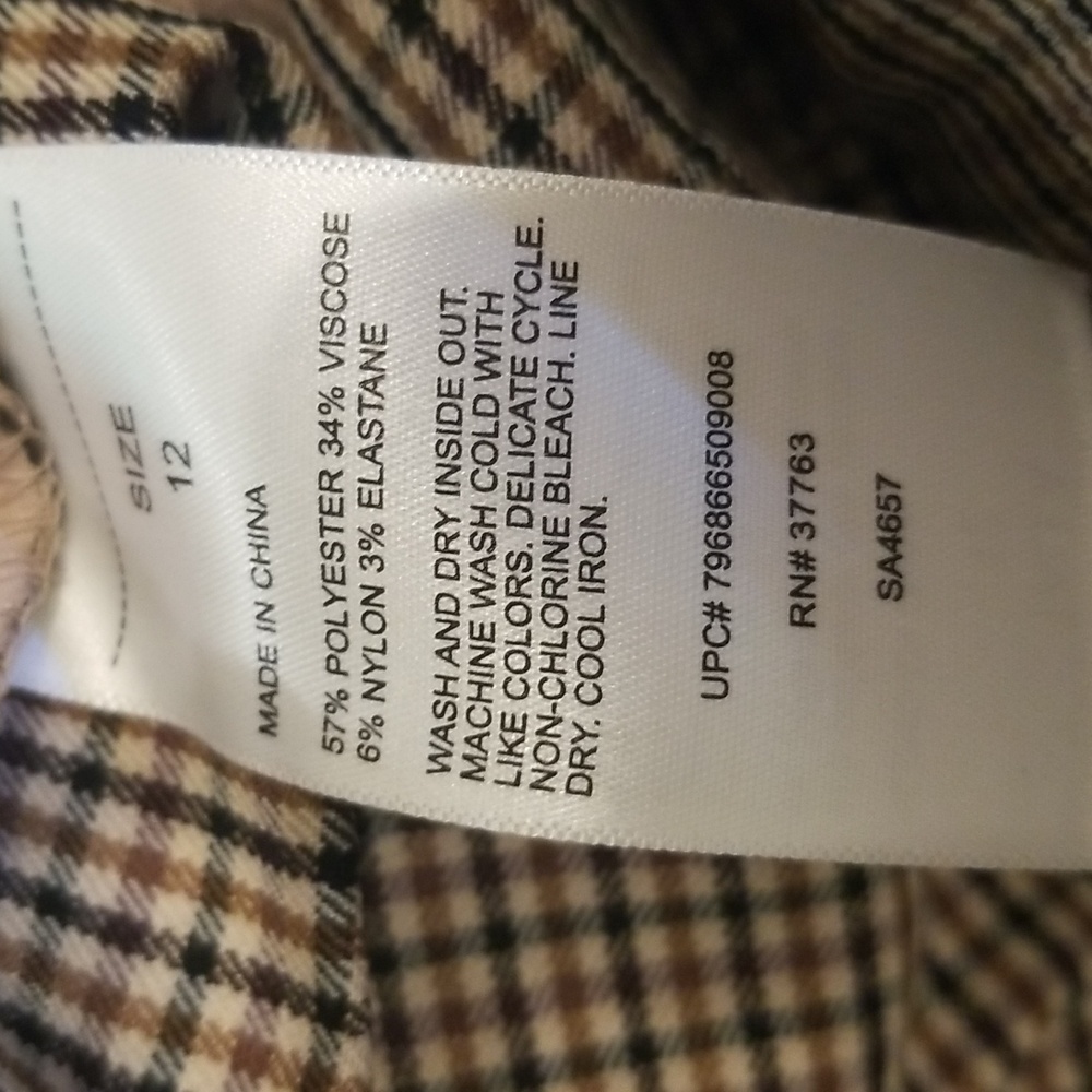 Rafaella Check Pull On Stretch Ankle Pants Size 12 - Picture 6 of 8